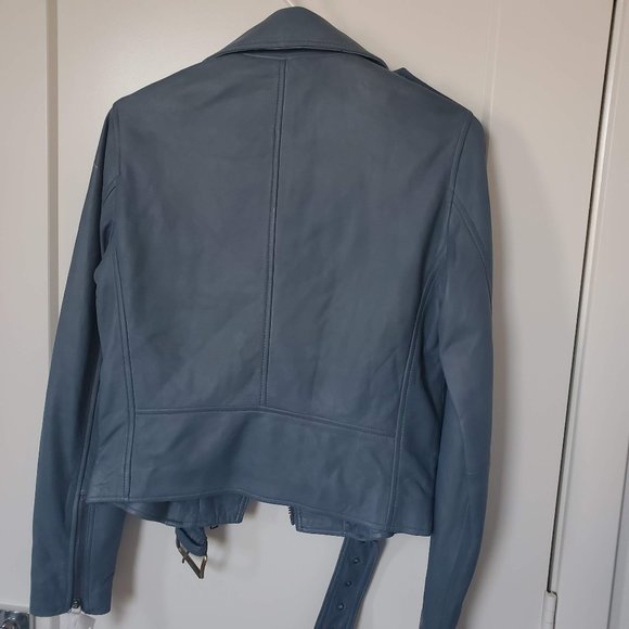 NEW Michael Kors Blue Lamb Motorcycle Jacket XS - Picture 5 of 11